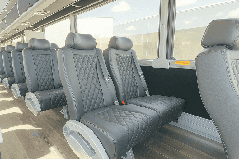 interior of Broomfield Minibus Company charter bus
