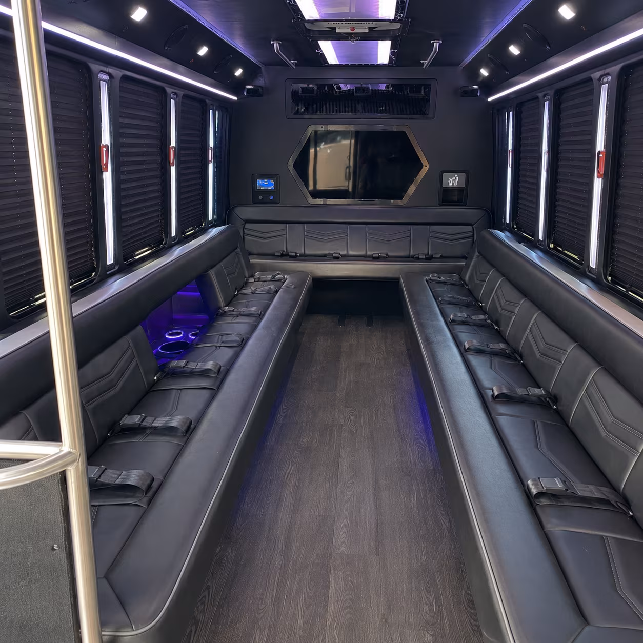 buckeye 18 passenger party bus interior