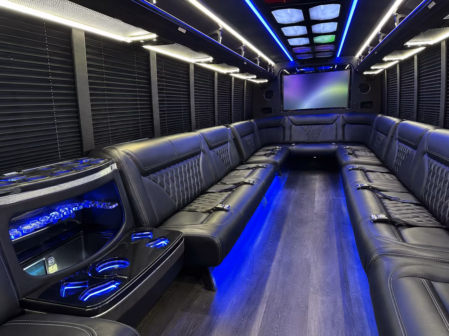 buckeye 20 passenger party bus inside