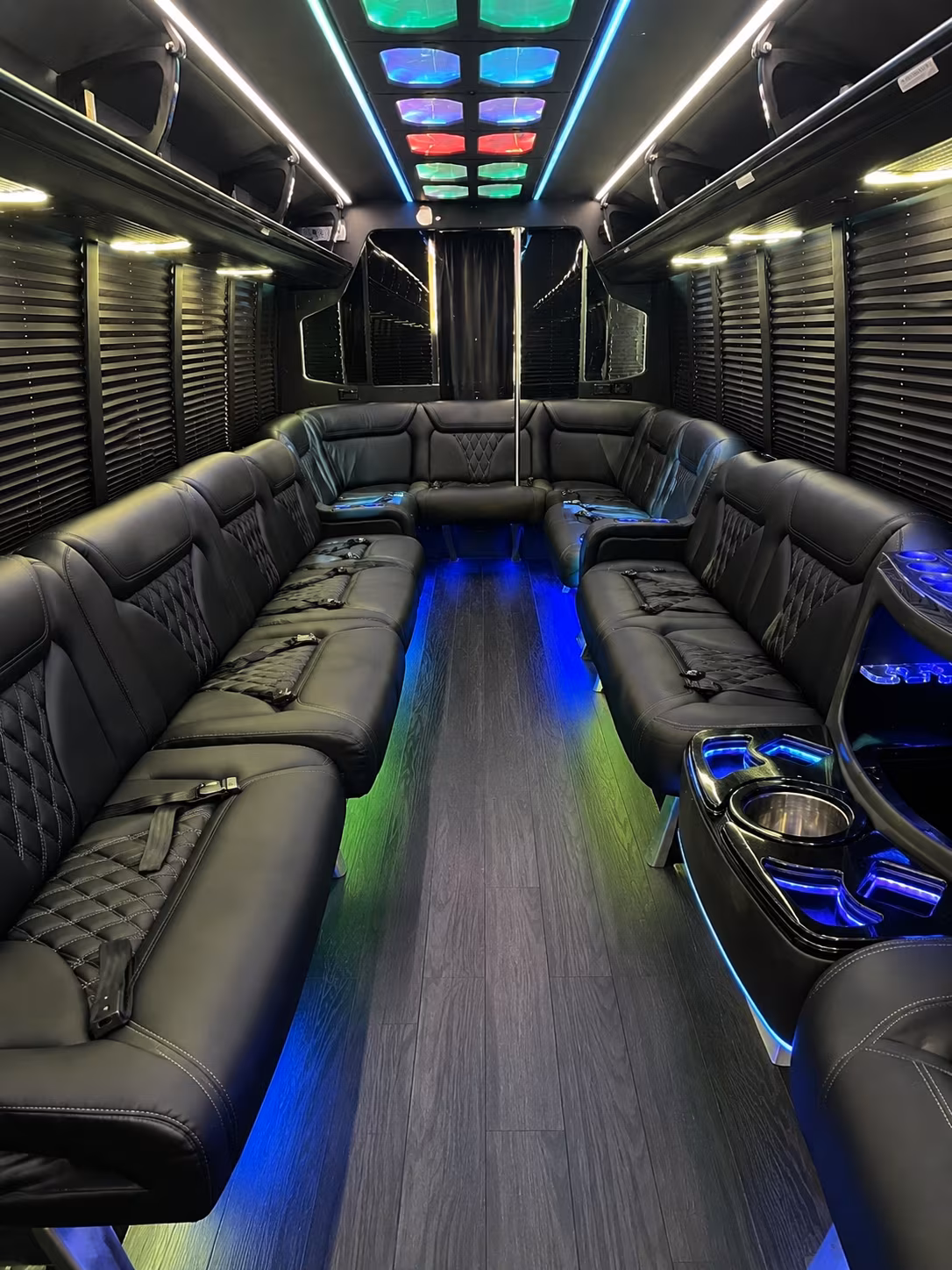 buckeye 20 passenger party bus interior