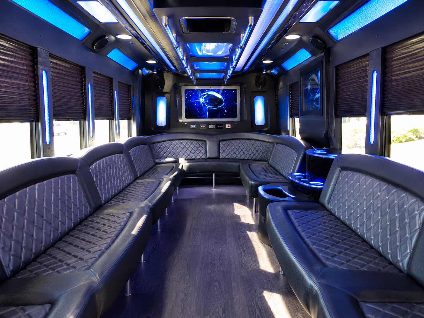 buckeye 28 passenger party bus inside