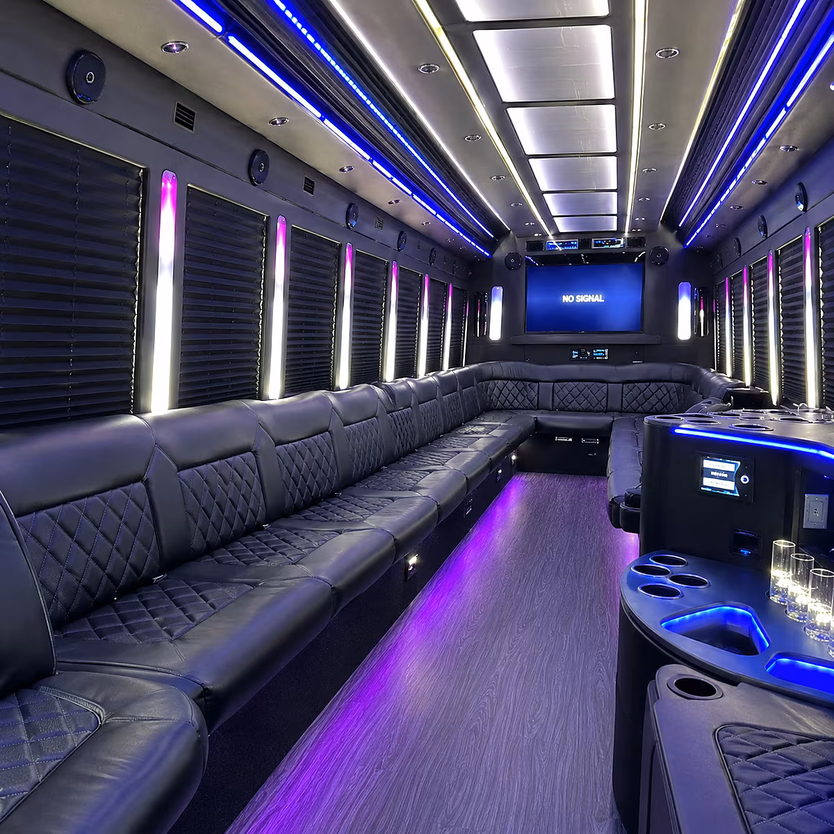buckeye 30 passenger party bus inside