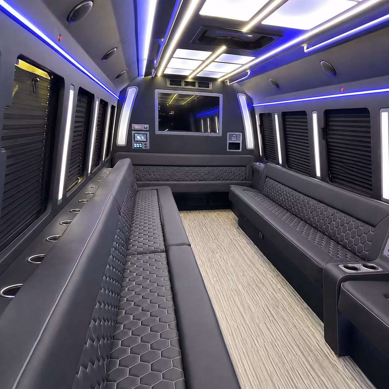 buckeye 40 passenger party bus inside